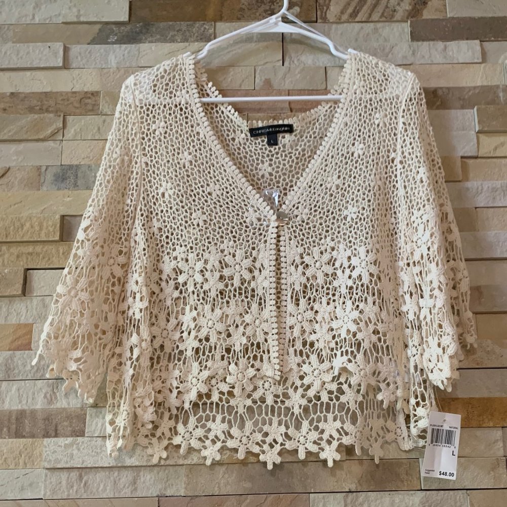NWT Chris McLaughlin Crochet Shrug; SZ L